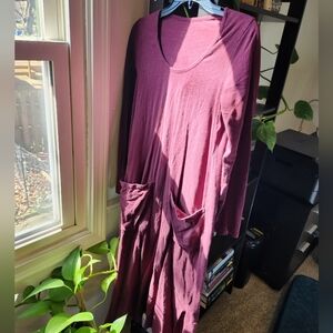 PACT Women’s Long Sleeve Pocket Dress in Plum